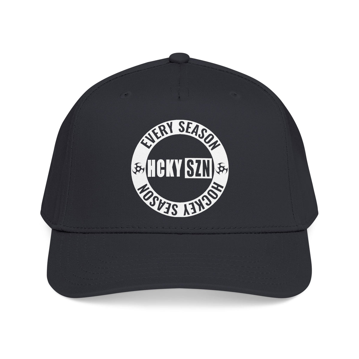 HCKY SZN Circle Logo Mid Profile Baseball Cap (Black/Black/White)