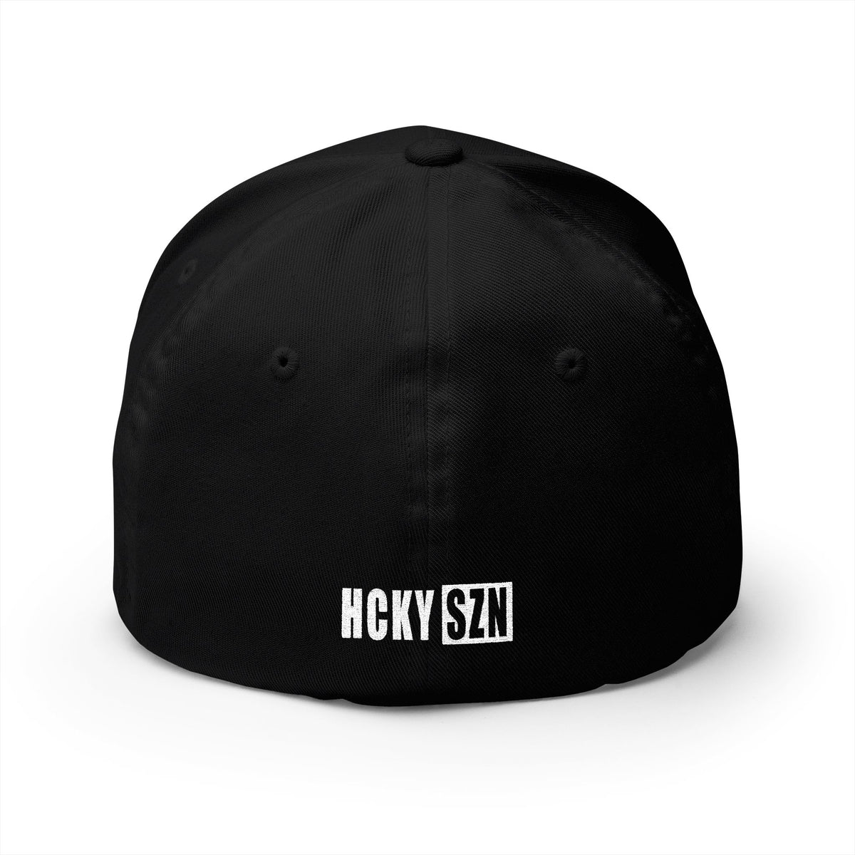 Upside Down HCKY SZN Embroidered Flex Fit Hat (Black/White)
