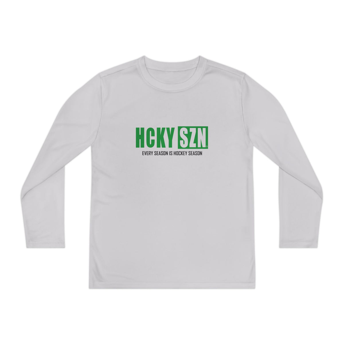 Every Season is HCKY SZN Youth Competitor Long Sleeve Tee (Green Logo) - Various Colors