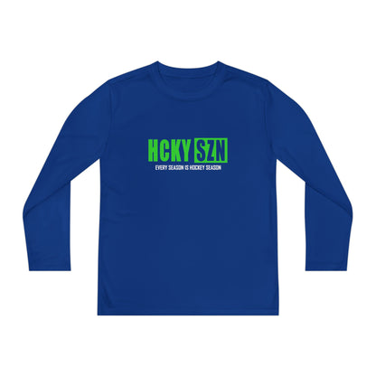 Every Season is HCKY SZN Youth Competitor Long Sleeve Tee (Lime Logo) - Various Colors