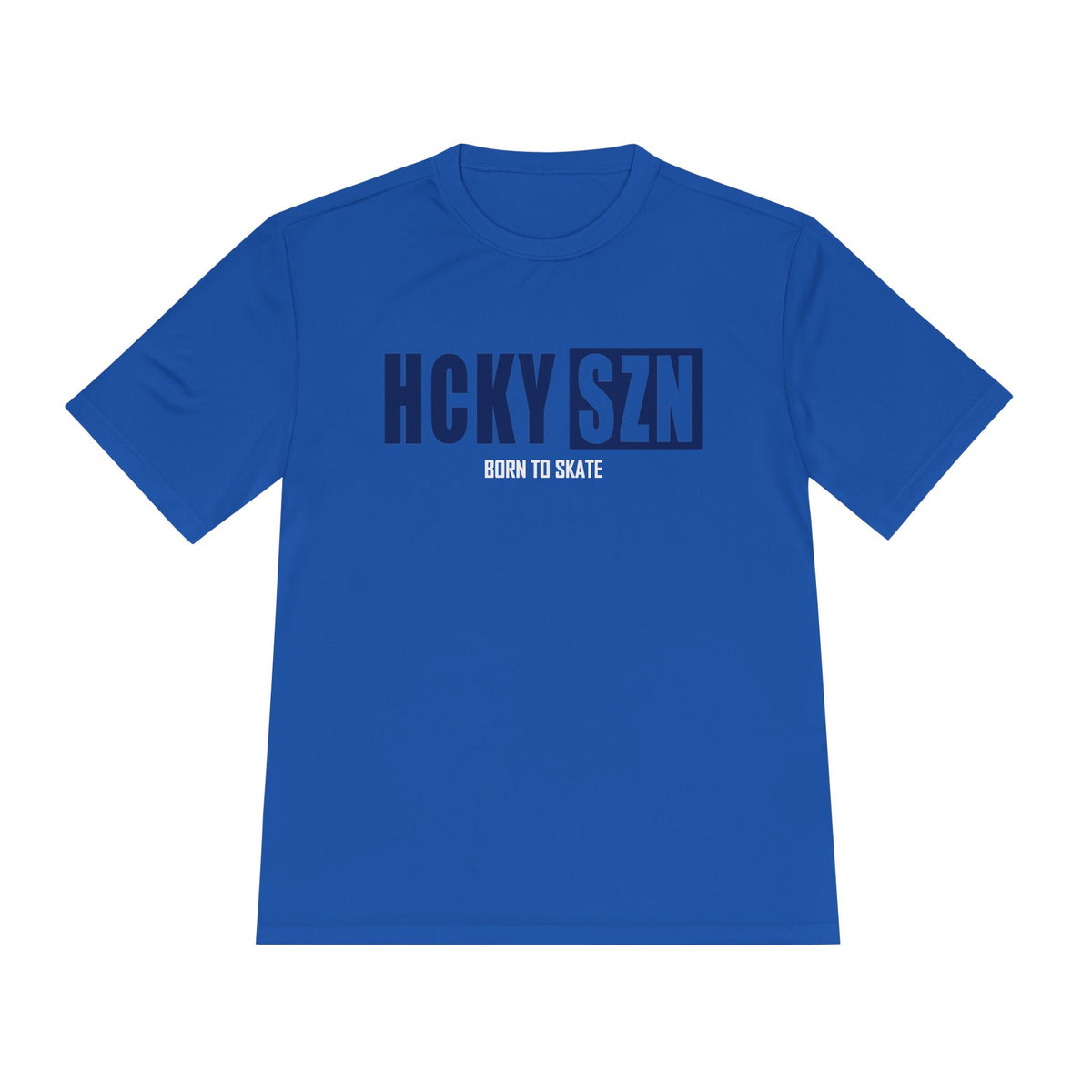 HCKYSZN (Born to Skate) Adult Performance Tee - Royal/Navy/White