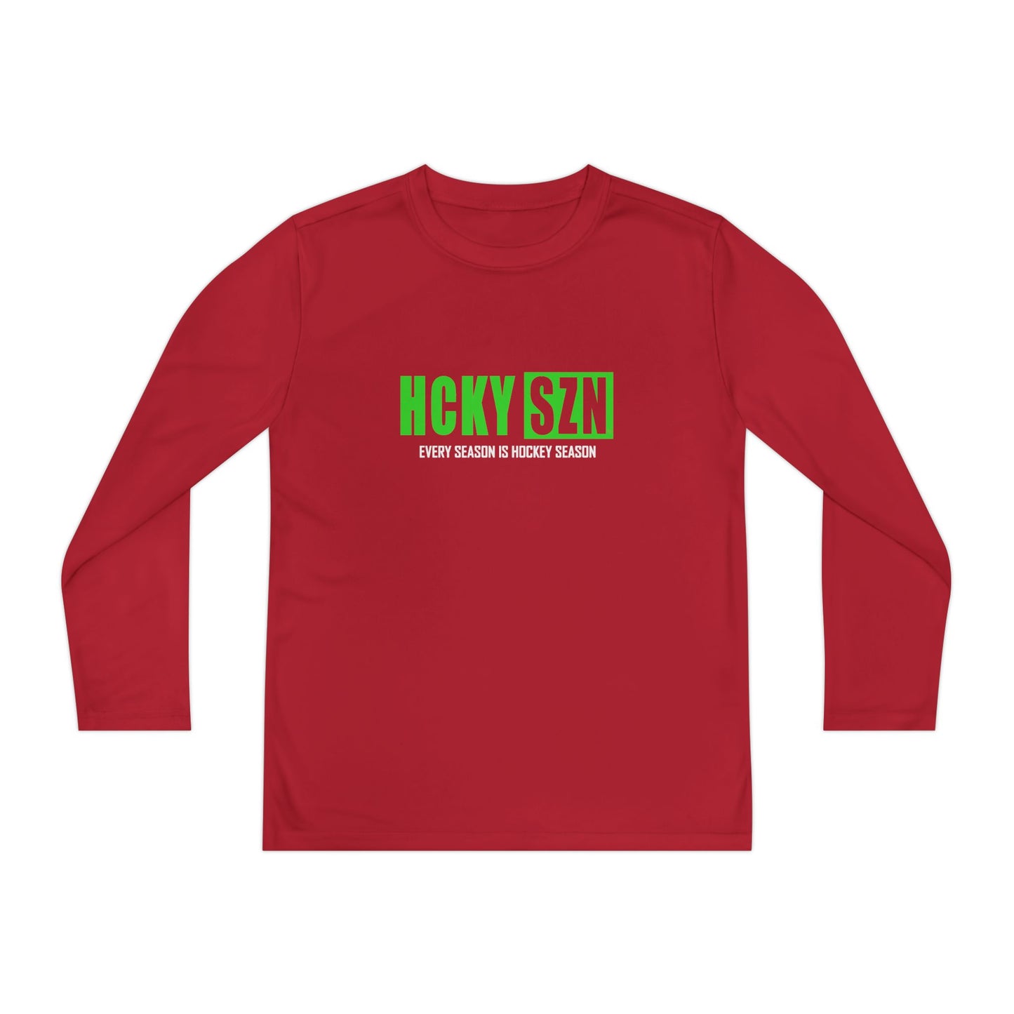 Every Season is HCKY SZN Youth Competitor Long Sleeve Tee (Lime Logo) - Various Colors