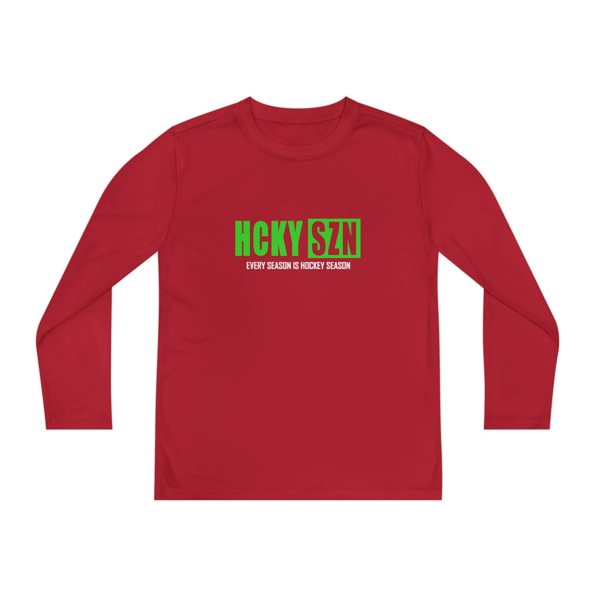 Every Season is HCKY SZN Youth Competitor Long Sleeve Tee (Lime Logo) - Various Colors