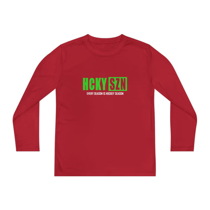 Every Season is HCKY SZN Youth Competitor Long Sleeve Tee (Lime Logo) - Various Colors