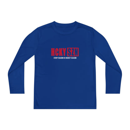 Every Season is HCKY SZN Youth Competitor Long Sleeve Tee (Red Logo) - Various Colors