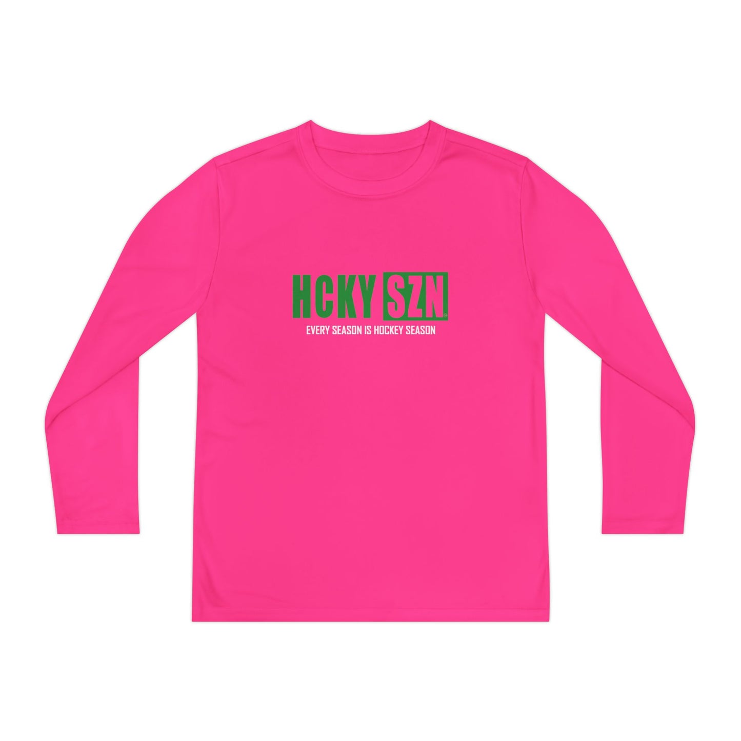 Every Season is HCKY SZN Youth Competitor Long Sleeve Tee (Green Logo) - Various Colors