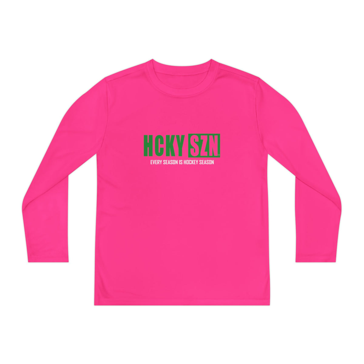 Every Season is HCKY SZN Youth Competitor Long Sleeve Tee (Green Logo) - Various Colors