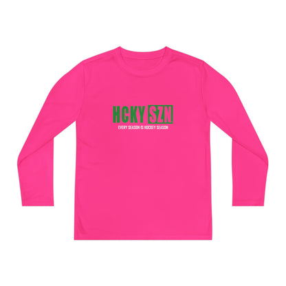 Every Season is HCKY SZN Youth Competitor Long Sleeve Tee (Green Logo) - Various Colors