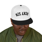 Upside Down HCKY SZN Embroidered Snapback Hat (White/Black)