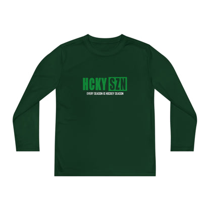 Every Season is HCKY SZN Youth Competitor Long Sleeve Tee (Green Logo) - Various Colors