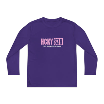 Every Season is HCKY SZN Youth Competitor Long Sleeve Tee (Pink Logo) - Various Colors