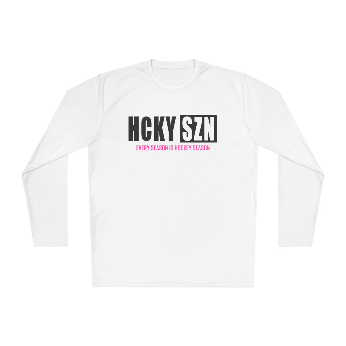 HCKYSZN (Every Season) Long Sleeve Adult Performance Tee - White/Black/Hot Pink