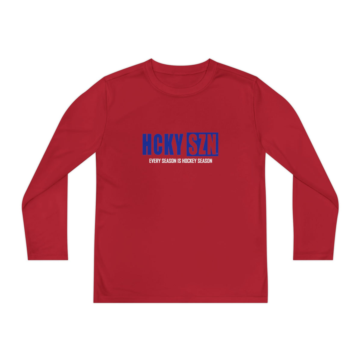 Every Season is HCKY SZN Youth Competitor Long Sleeve Tee (Blue Logo) - Various Colors