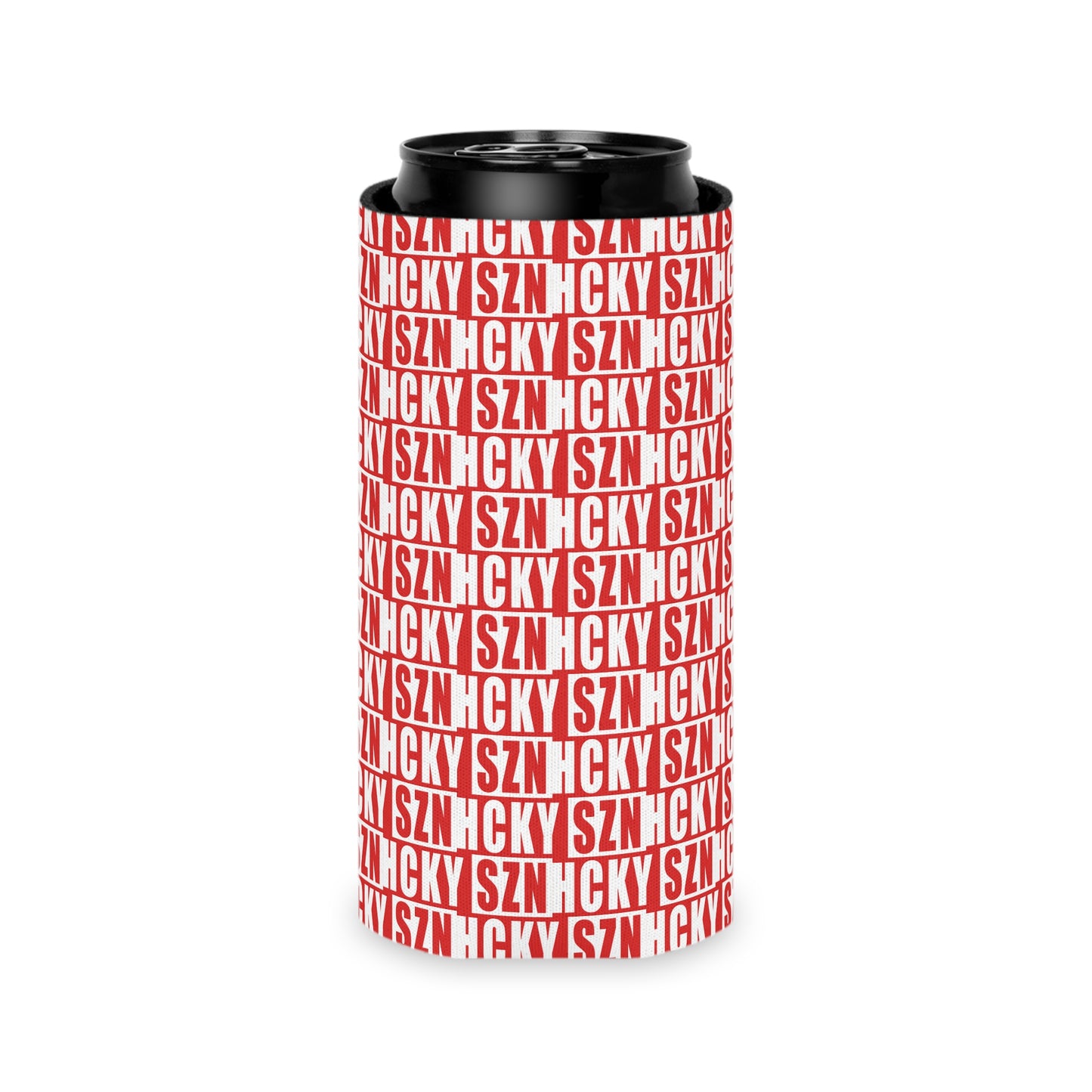 HCKY SZN AOP Slim Can Cooler (Red)
