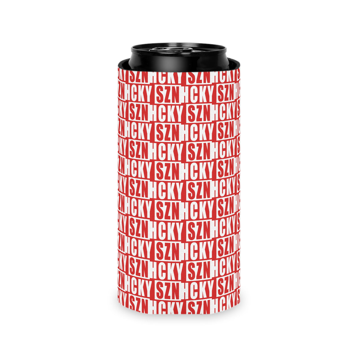 HCKY SZN AOP Slim Can Cooler (Red)