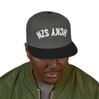 Upside Down HCKY SZN Embroidered Snapback Hat (Black/Charcoal)