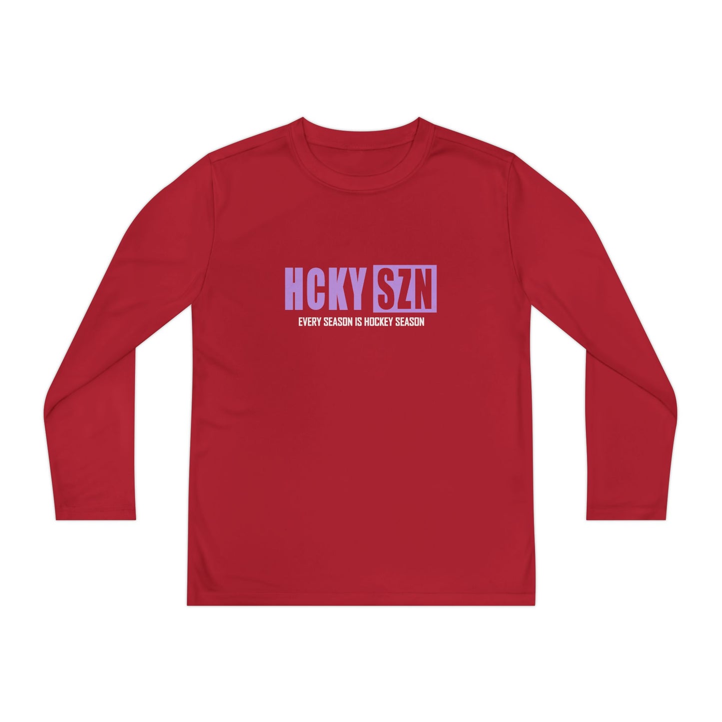 Every Season is HCKY SZN Youth Competitor Long Sleeve Tee (Lavender Logo) - Various Colors
