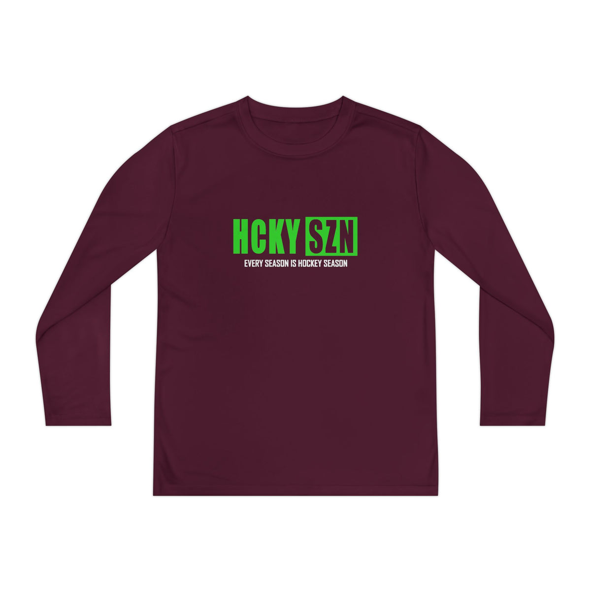Every Season is HCKY SZN Youth Competitor Long Sleeve Tee (Lime Logo) - Various Colors