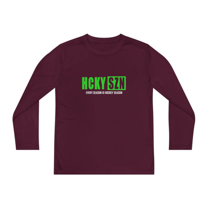 Every Season is HCKY SZN Youth Competitor Long Sleeve Tee (Lime Logo) - Various Colors