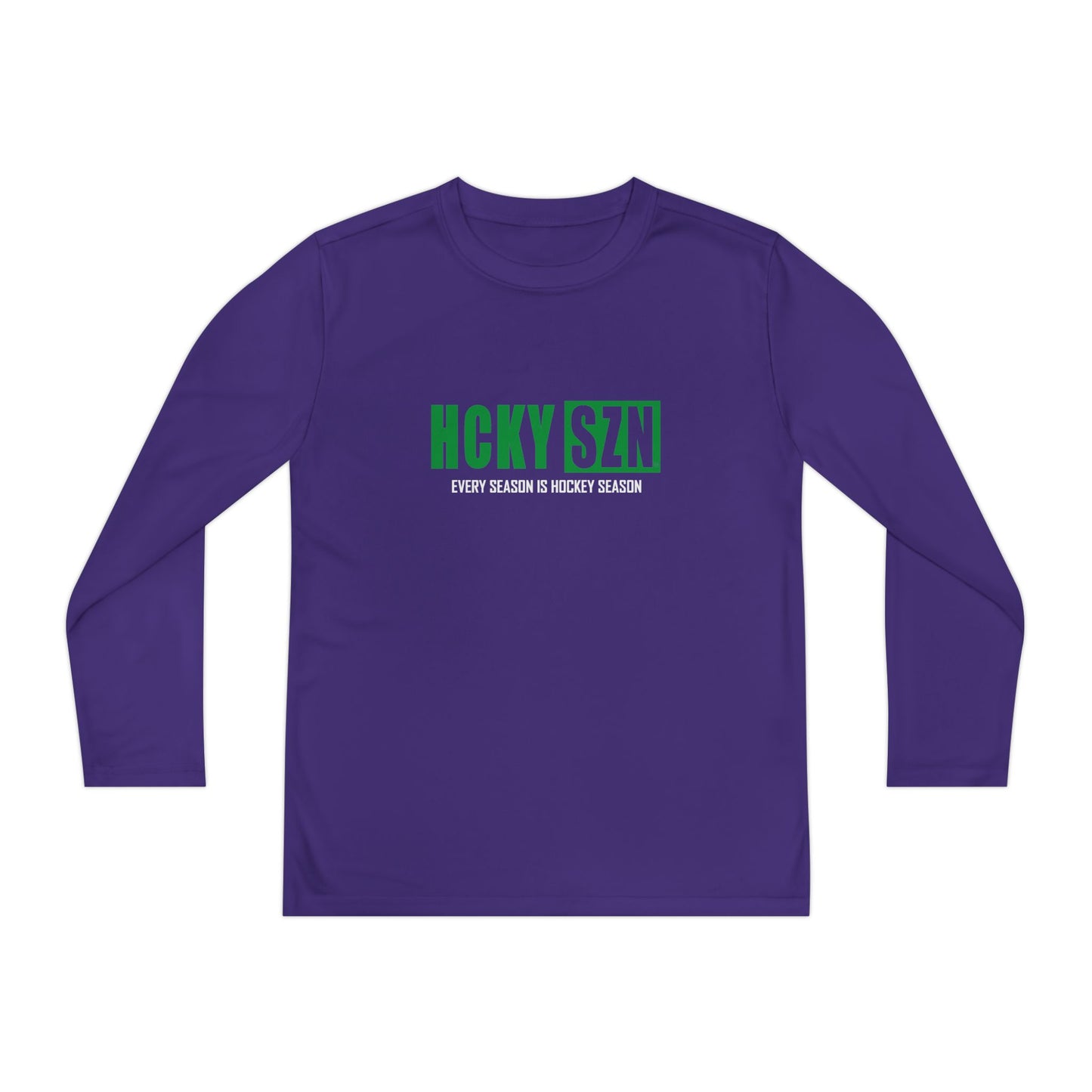 Every Season is HCKY SZN Youth Competitor Long Sleeve Tee (Green Logo) - Various Colors