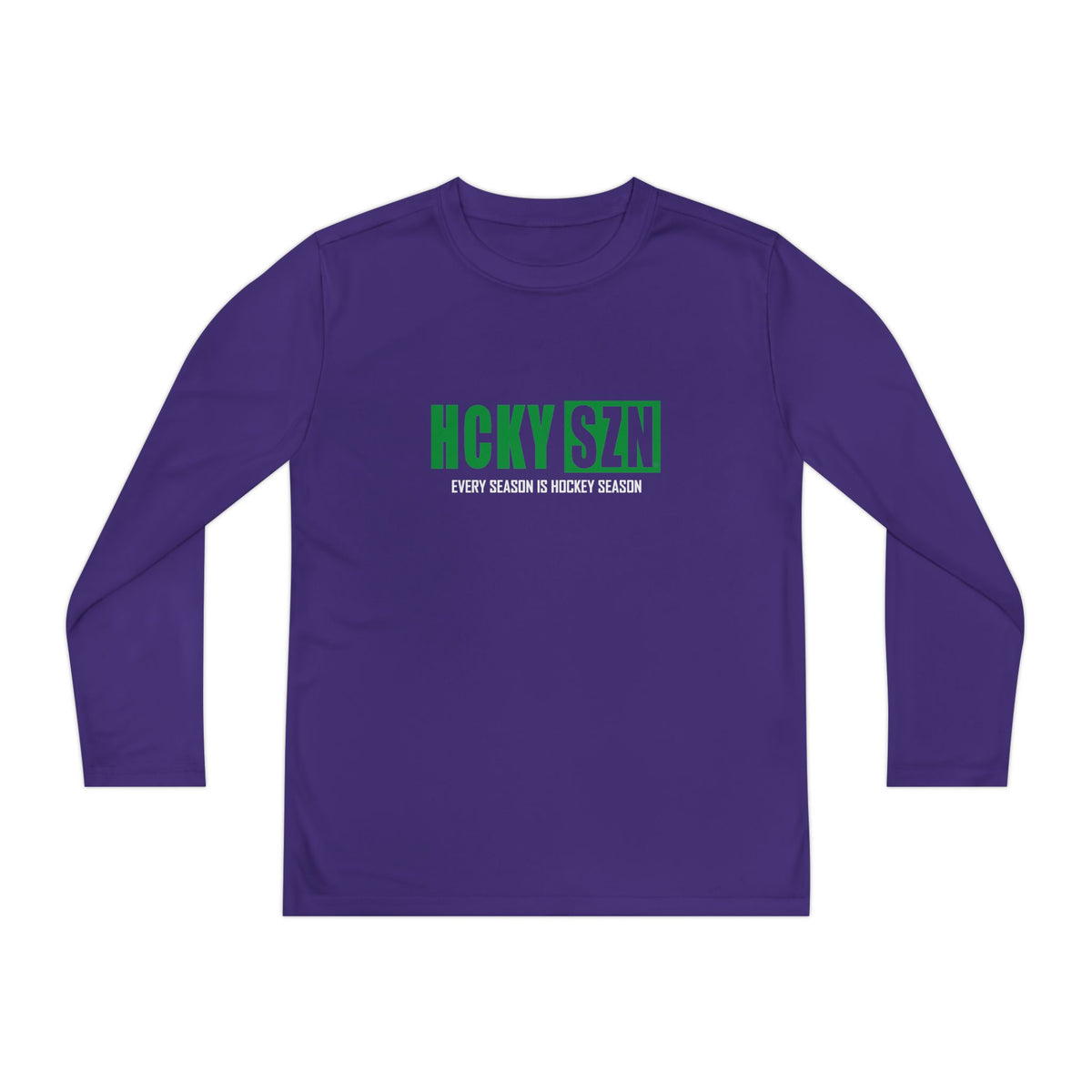 Every Season is HCKY SZN Youth Competitor Long Sleeve Tee (Green Logo) - Various Colors