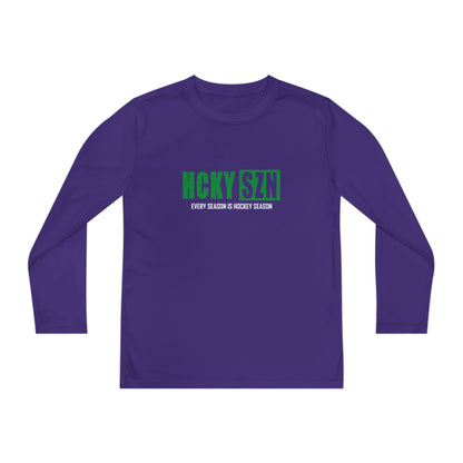 Every Season is HCKY SZN Youth Competitor Long Sleeve Tee (Green Logo) - Various Colors
