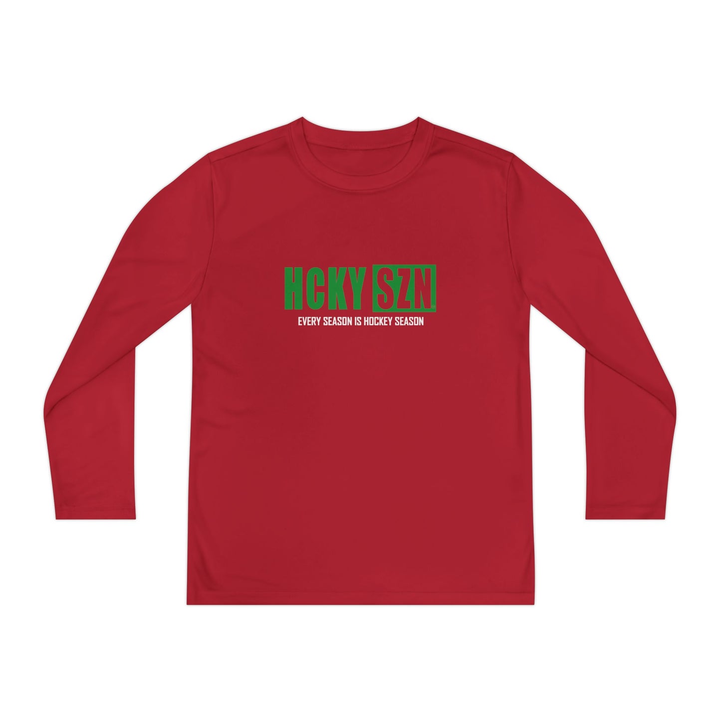 Every Season is HCKY SZN Youth Competitor Long Sleeve Tee (Green Logo) - Various Colors