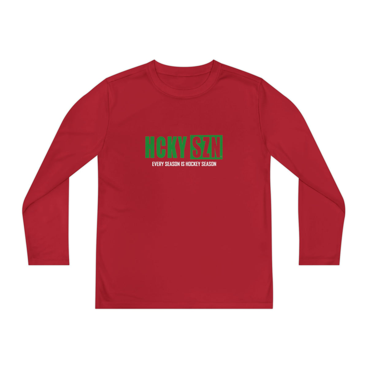 Every Season is HCKY SZN Youth Competitor Long Sleeve Tee (Green Logo) - Various Colors