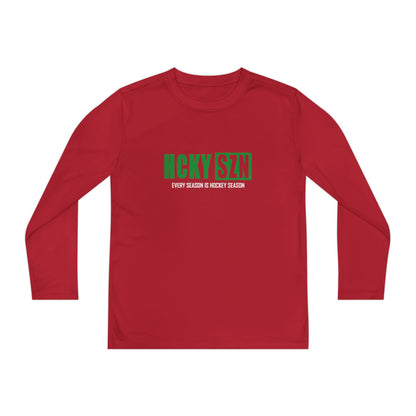 Every Season is HCKY SZN Youth Competitor Long Sleeve Tee (Green Logo) - Various Colors