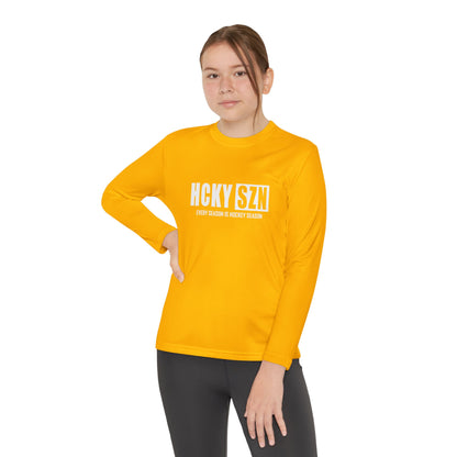 Every Season is HCKYSZN Youth Performance Long Sleeve Tee - White Logo