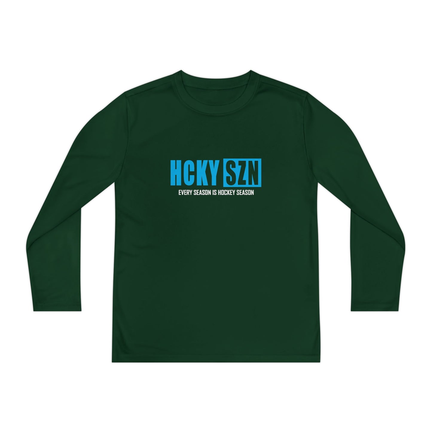 Every Season is HCKY SZN Youth Competitor Long Sleeve Tee (Sky Blue Logo) - Various Colors