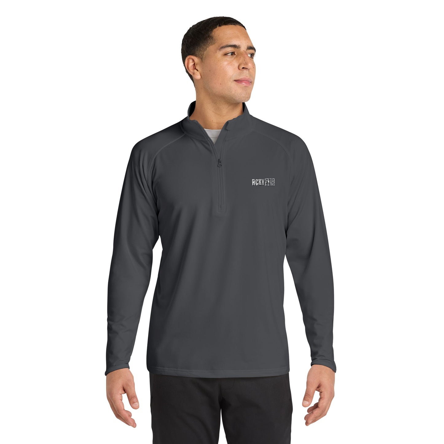 HCKY SZN Embroidered Quarter-Zip Pullover (Charcoal/White)