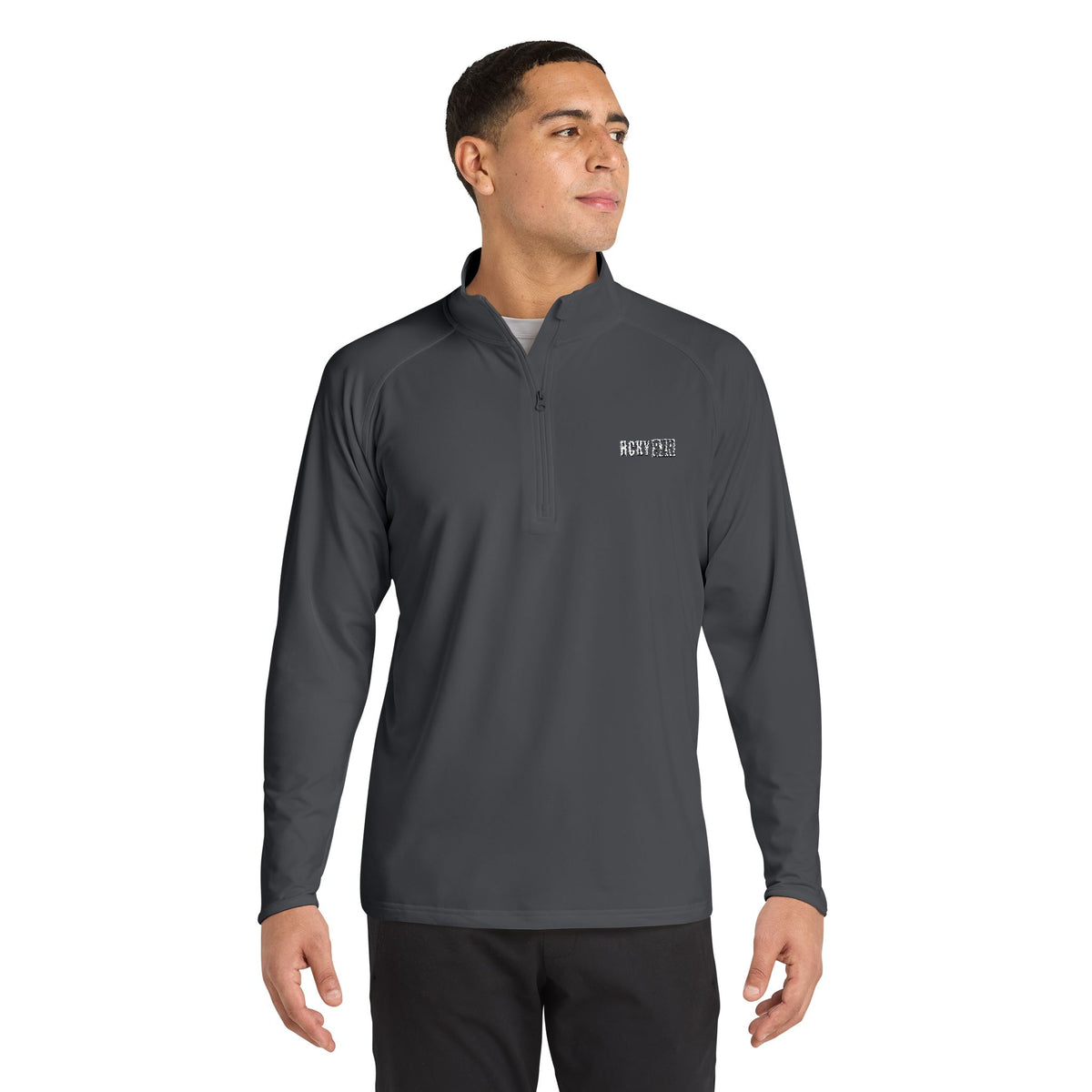 HCKY SZN Embroidered Quarter-Zip Pullover (Charcoal/White)