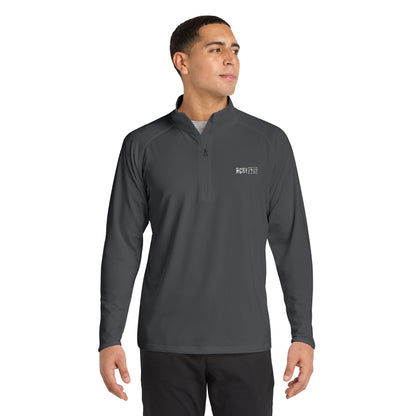 HCKY SZN Embroidered Quarter-Zip Pullover (Charcoal/White)