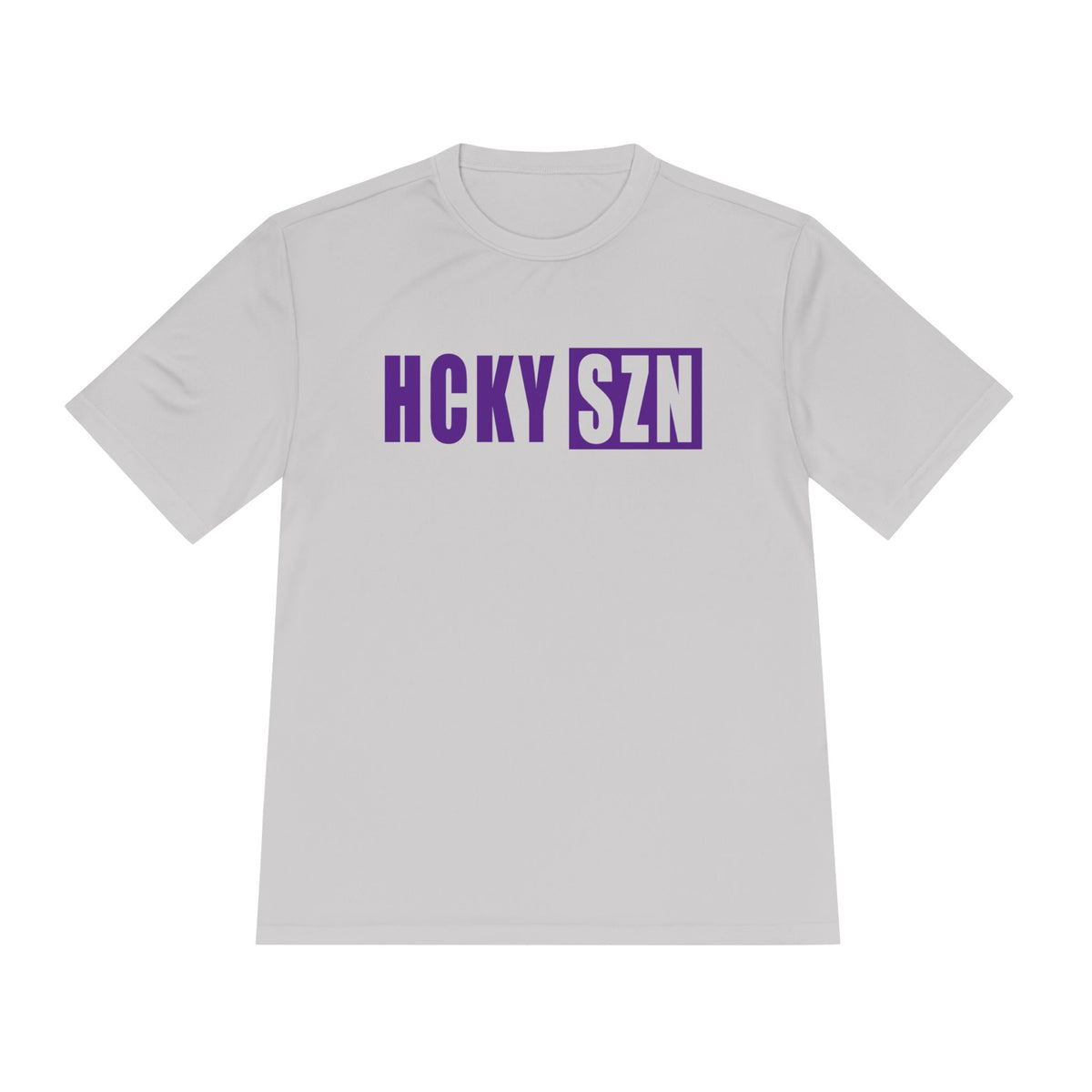 HCKYSZN (Flagship Logo) Adult Performance Tee - Silver/Purple