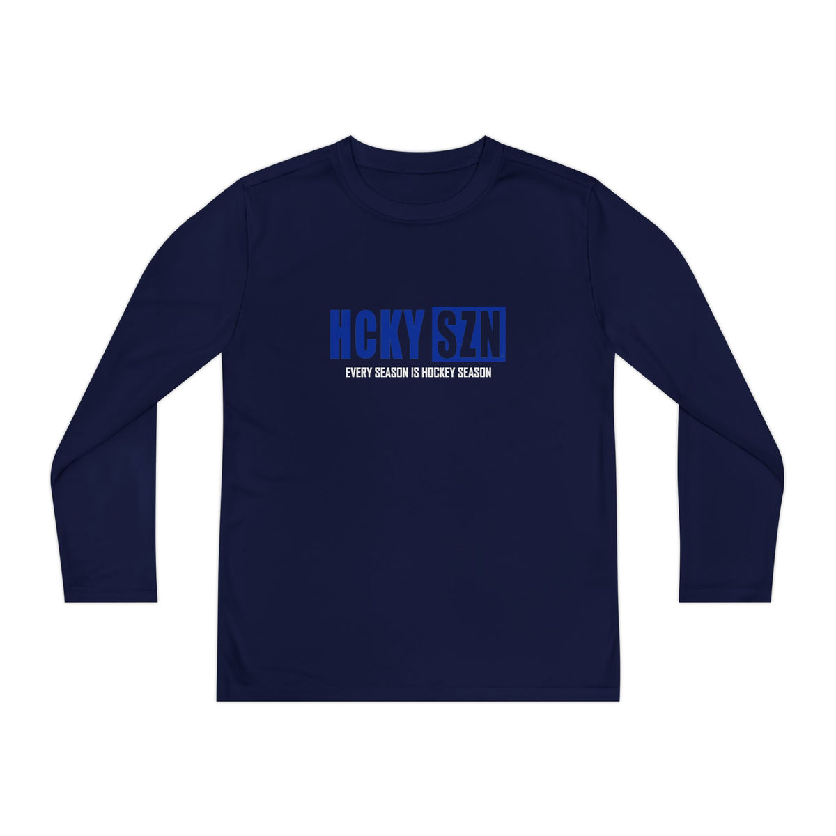 Every Season is HCKY SZN Youth Competitor Long Sleeve Tee (Blue Logo) - Various Colors