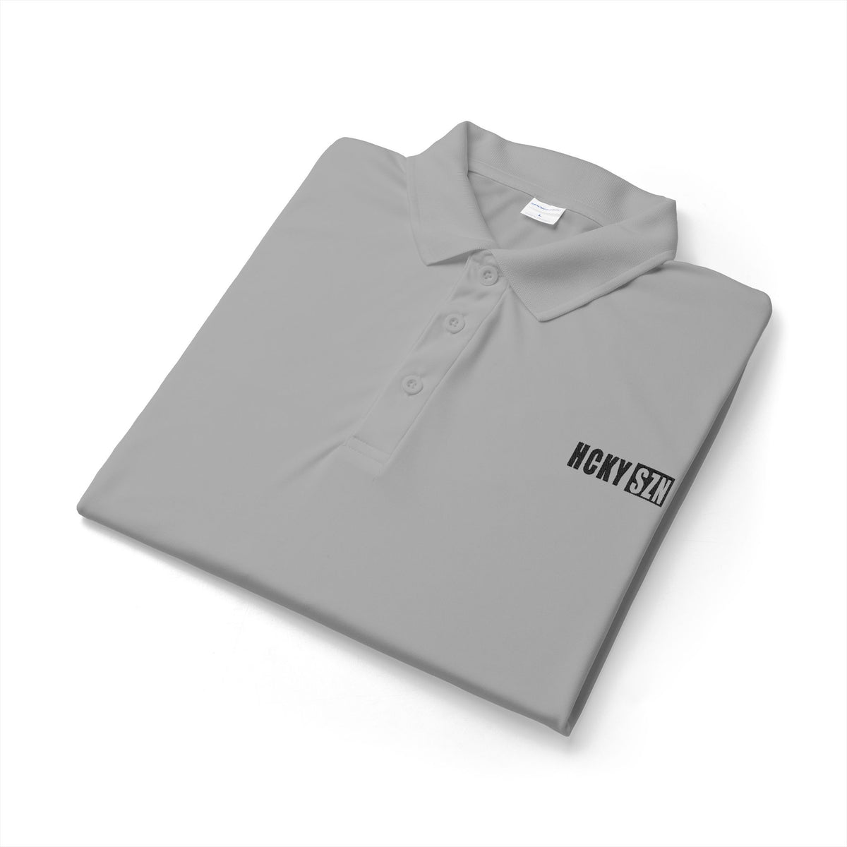 HCKY SZN Embroidered Performance Hockey Polo (Silver)