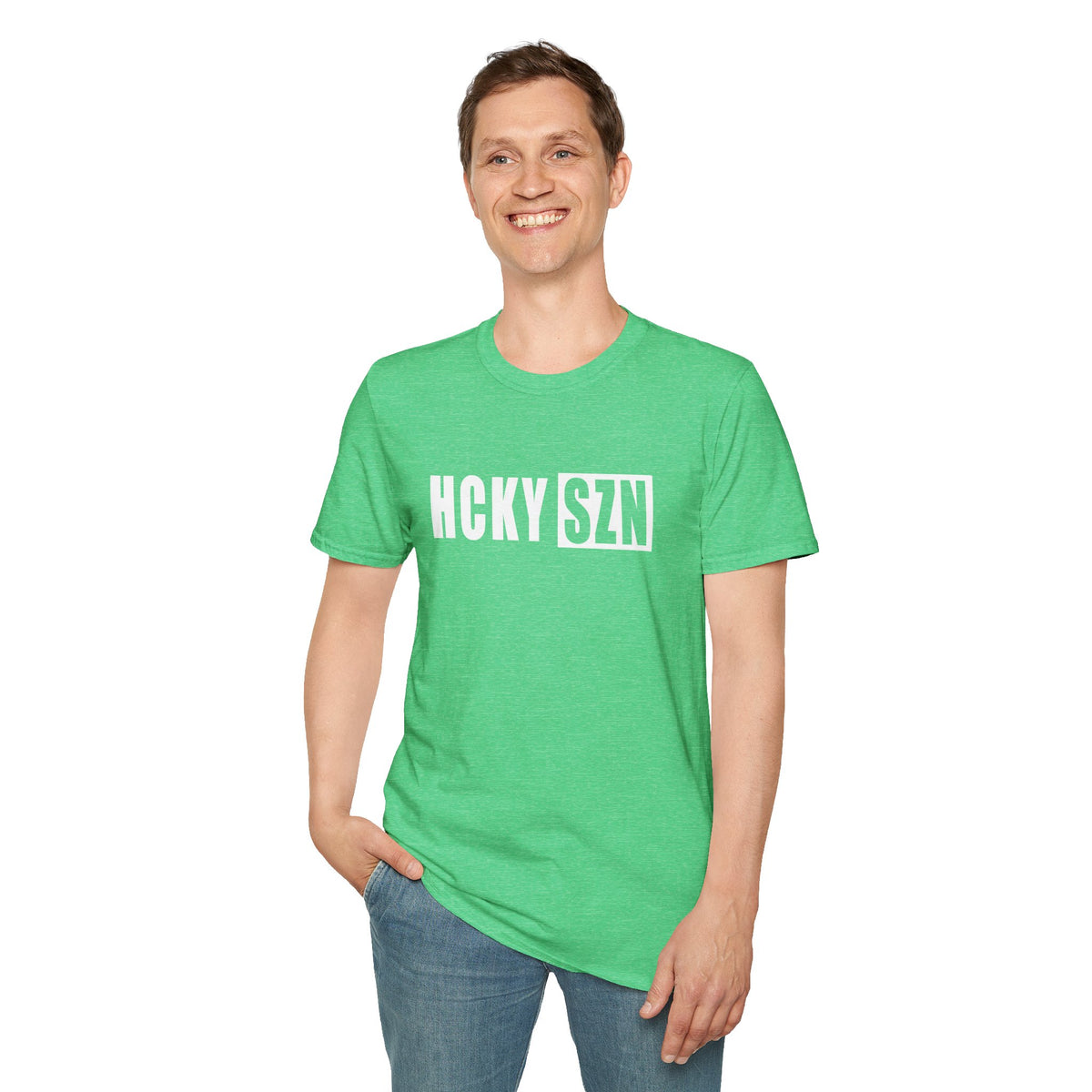 HCKY SZN Softstyle Tee Shirt (Heather Irish Green)