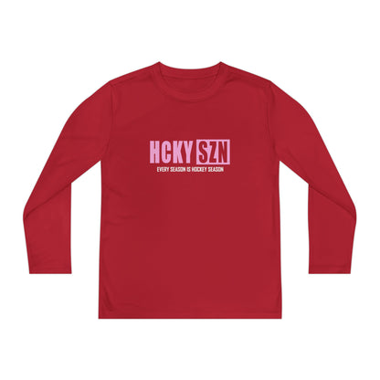 Every Season is HCKY SZN Youth Competitor Long Sleeve Tee (Pink Logo) - Various Colors