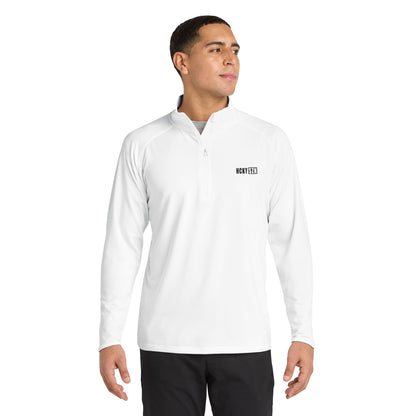 HCKY SZN Embroidered Quarter-Zip Pullover (White/Black)