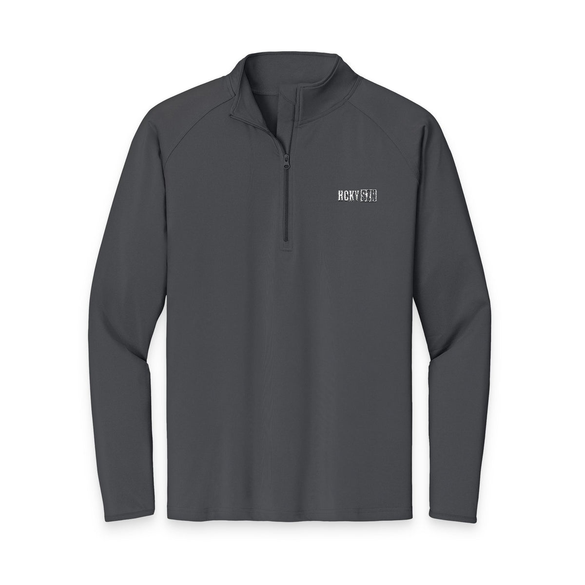 HCKY SZN Embroidered Quarter-Zip Pullover (Charcoal/White)