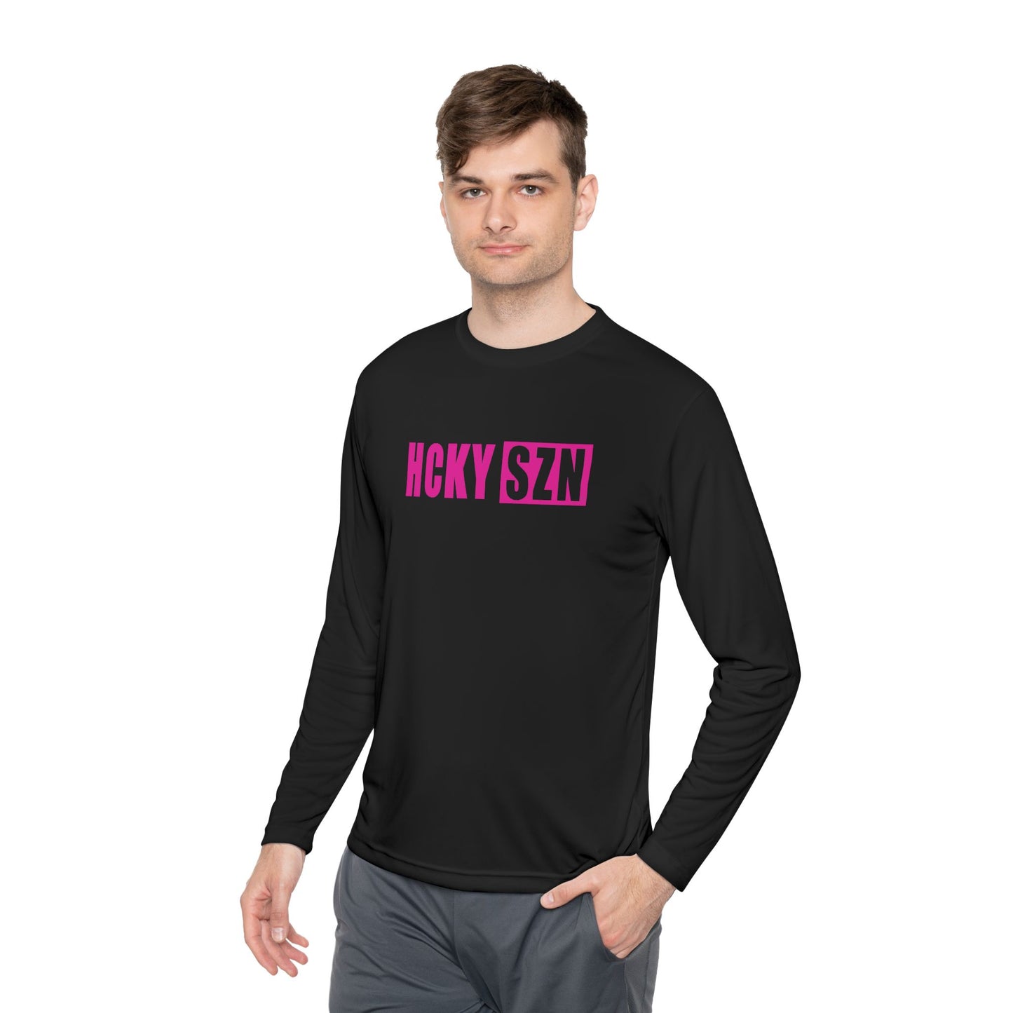 HCKY SZN Performance Long Sleeve Tee (Hot Pink Logo) - Various Colors