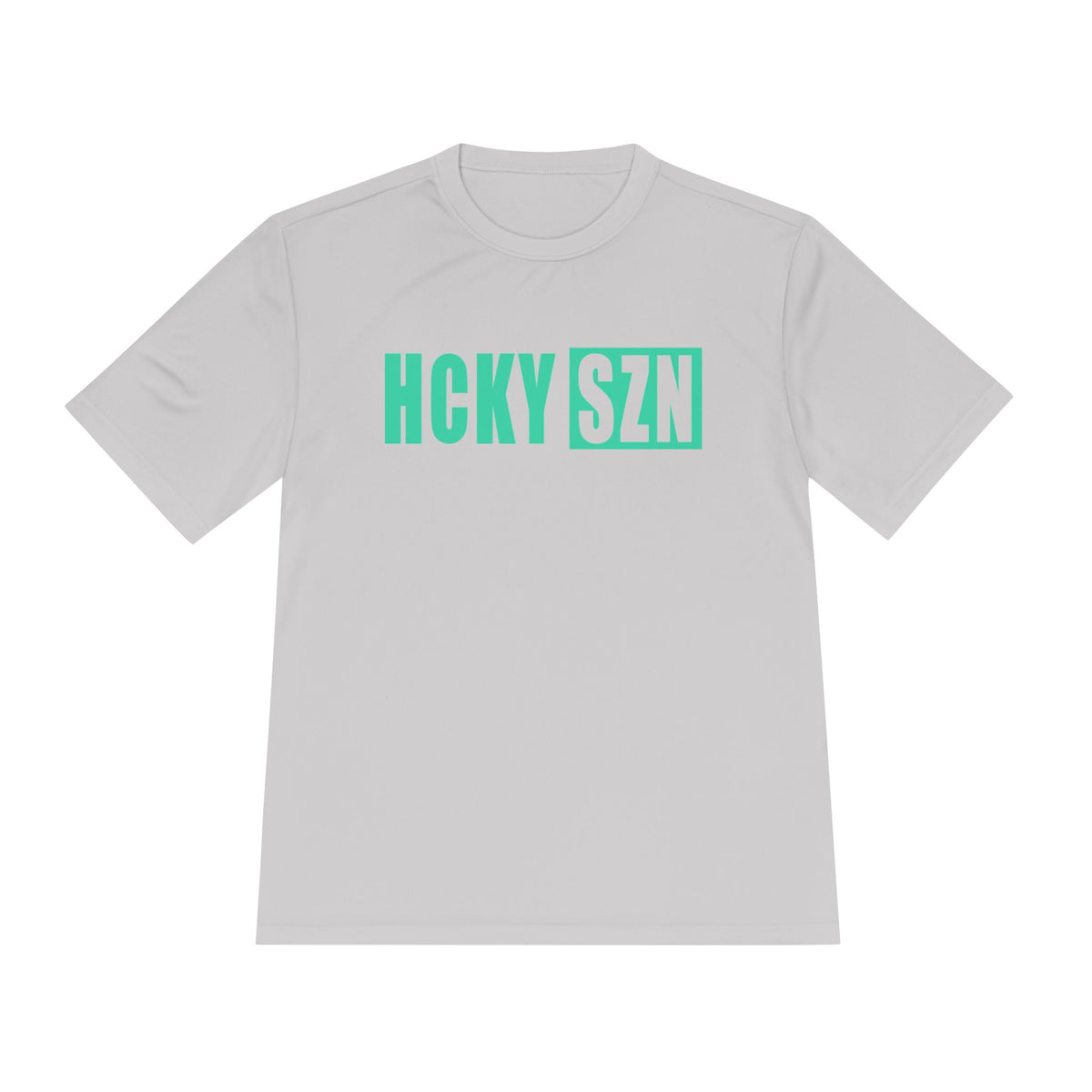 HCKYSZN (Flagship Logo) Adult Performance Tee - Silver/Seafoam