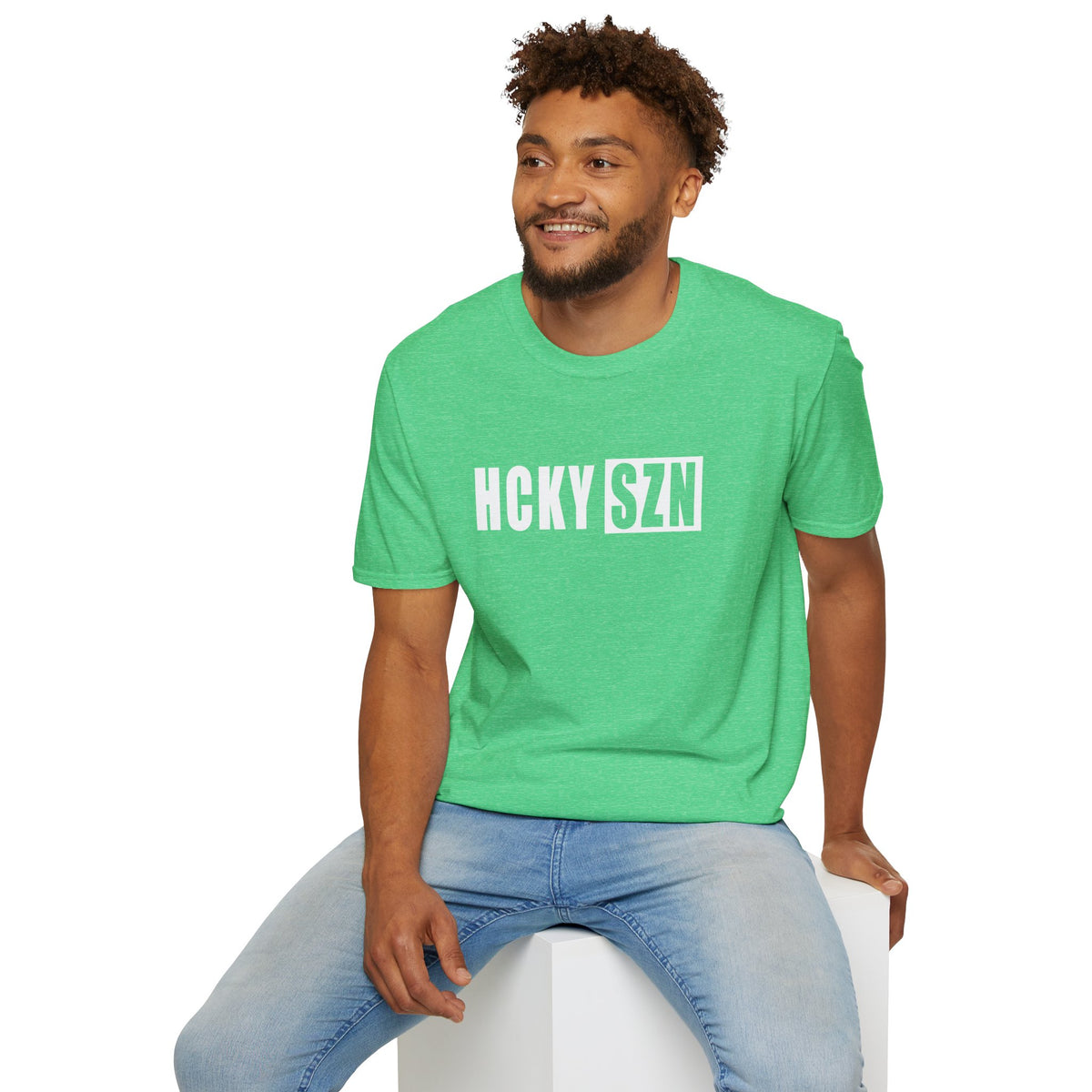 HCKY SZN Softstyle Tee Shirt (Heather Irish Green)