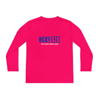 Every Season is HCKY SZN Youth Competitor Long Sleeve Tee (Blue Logo) - Various Colors