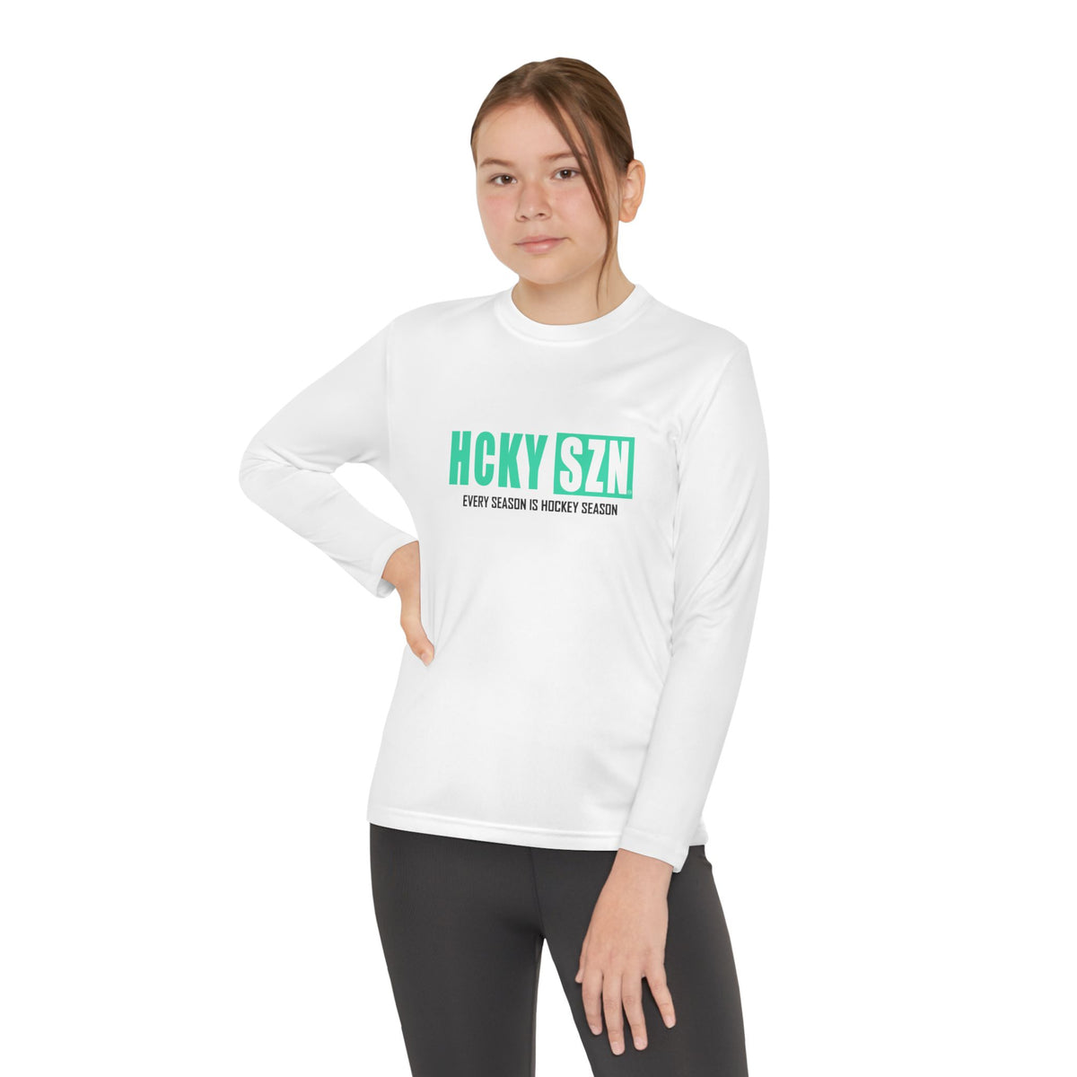 Every Season is HCKY SZN Youth Competitor Long Sleeve Tee (Seafoam Logo) - Various Colors