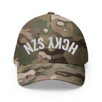 Upside Down HCKY SZN Embroidered Flex Fit Hat (Green Camo)
