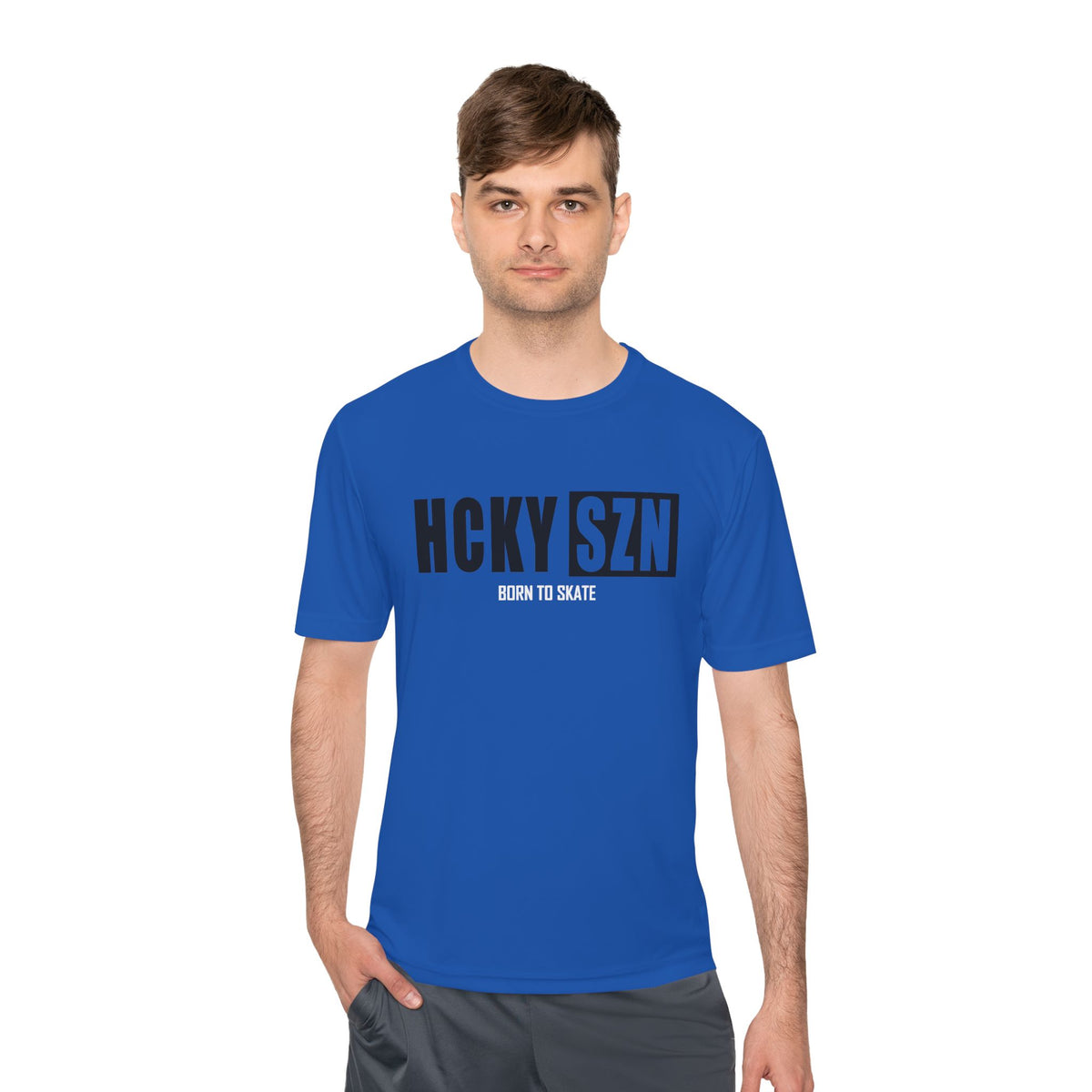 HCKYSZN (Born to Skate) Adult Performance Tee - Royal/Black/White