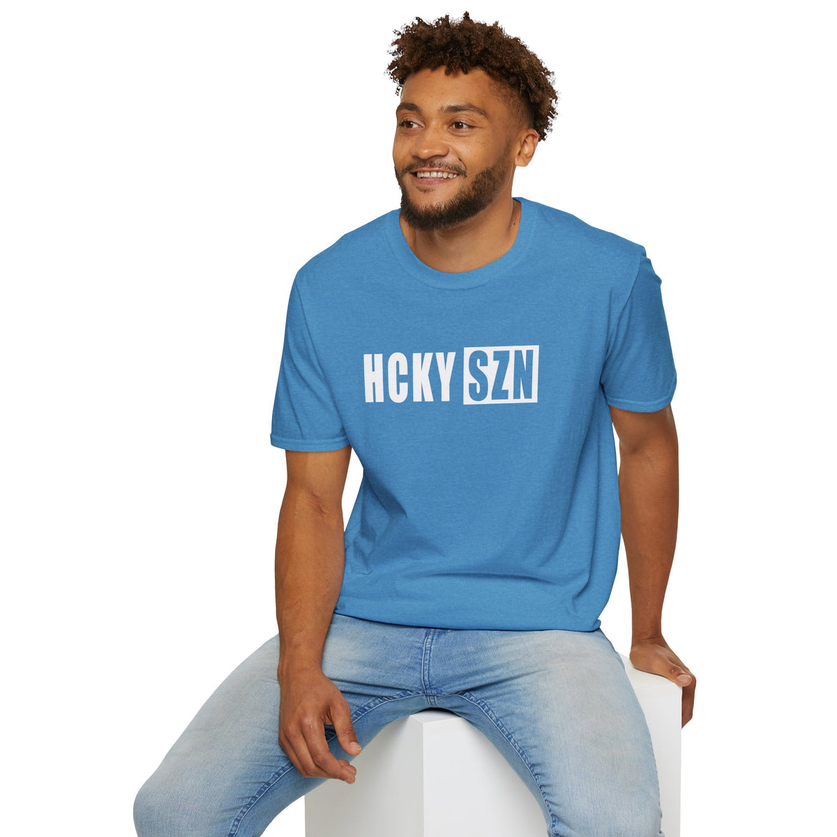 HCKY SZN Softstyle Tee Shirt (Heather Sapphire)