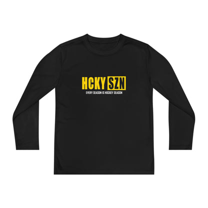 Every Season is HCKY SZN Youth Competitor Long Sleeve Tee (Yellow Logo) - Various Colors